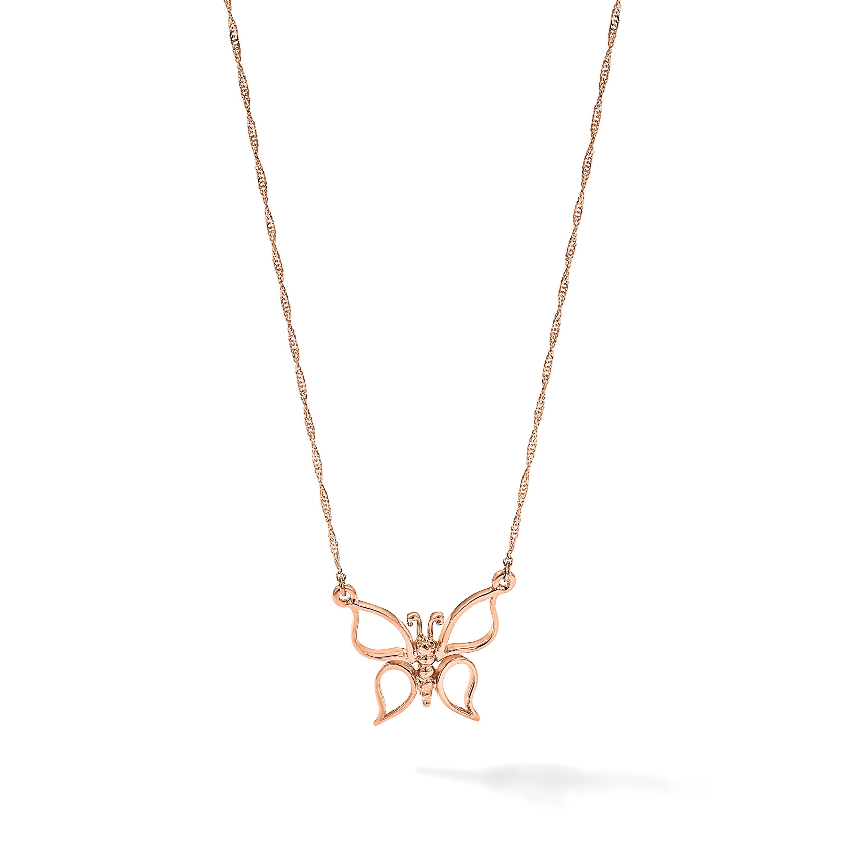 14K Roségold Poliert Schmetterling Halskette