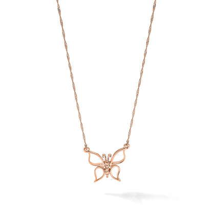 14K Roségold Poliert Schmetterling Halskette