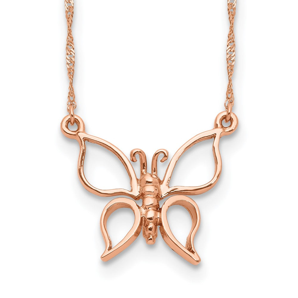 14K Roségold Poliert Schmetterling Halskette