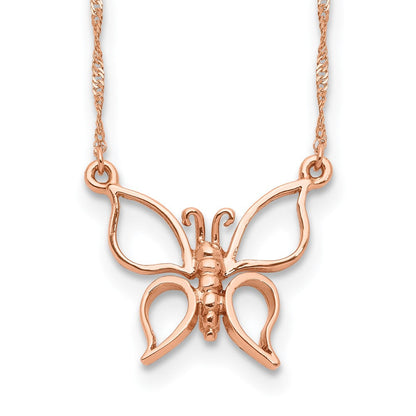 14K Roségold Poliert Schmetterling Halskette