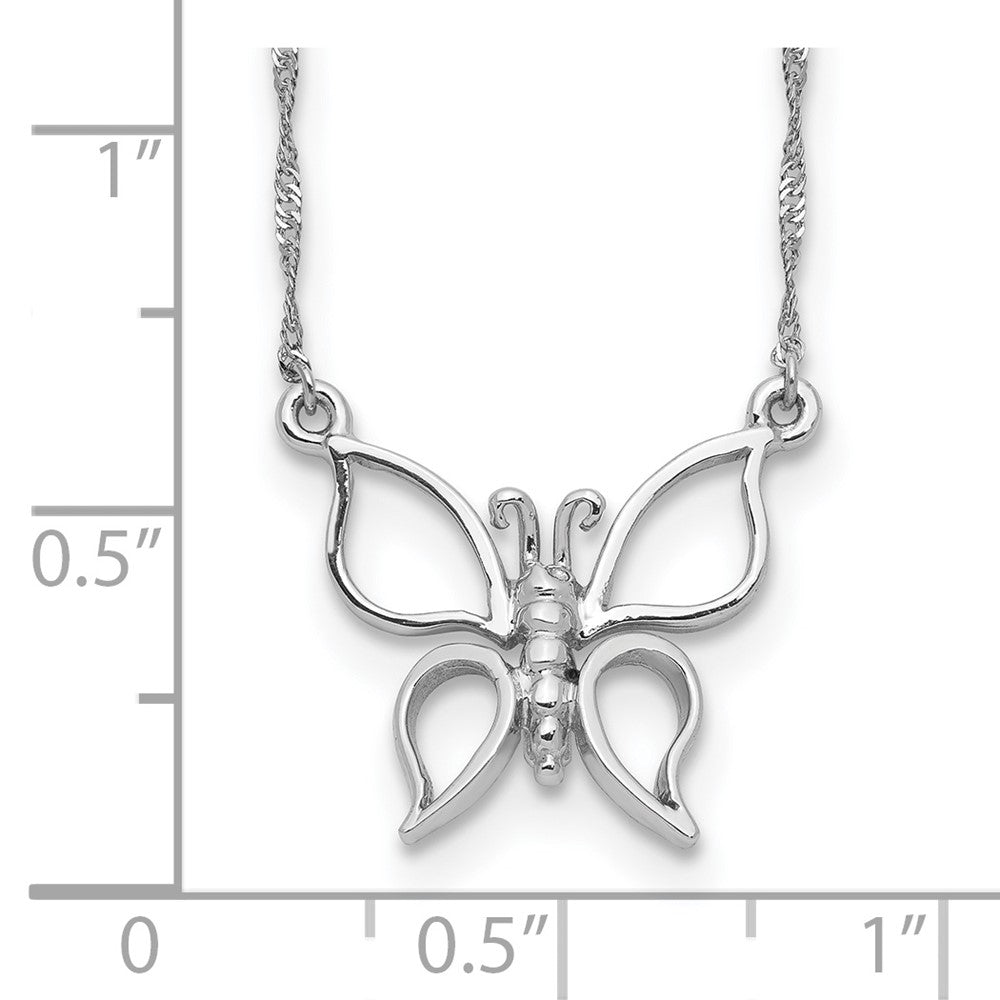 14K Weißgold Poliert Schmetterling Halskette