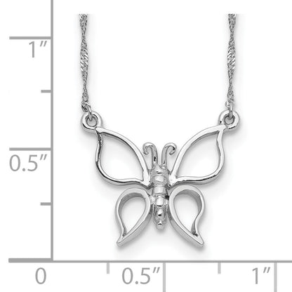 14K Weißgold Poliert Schmetterling Halskette