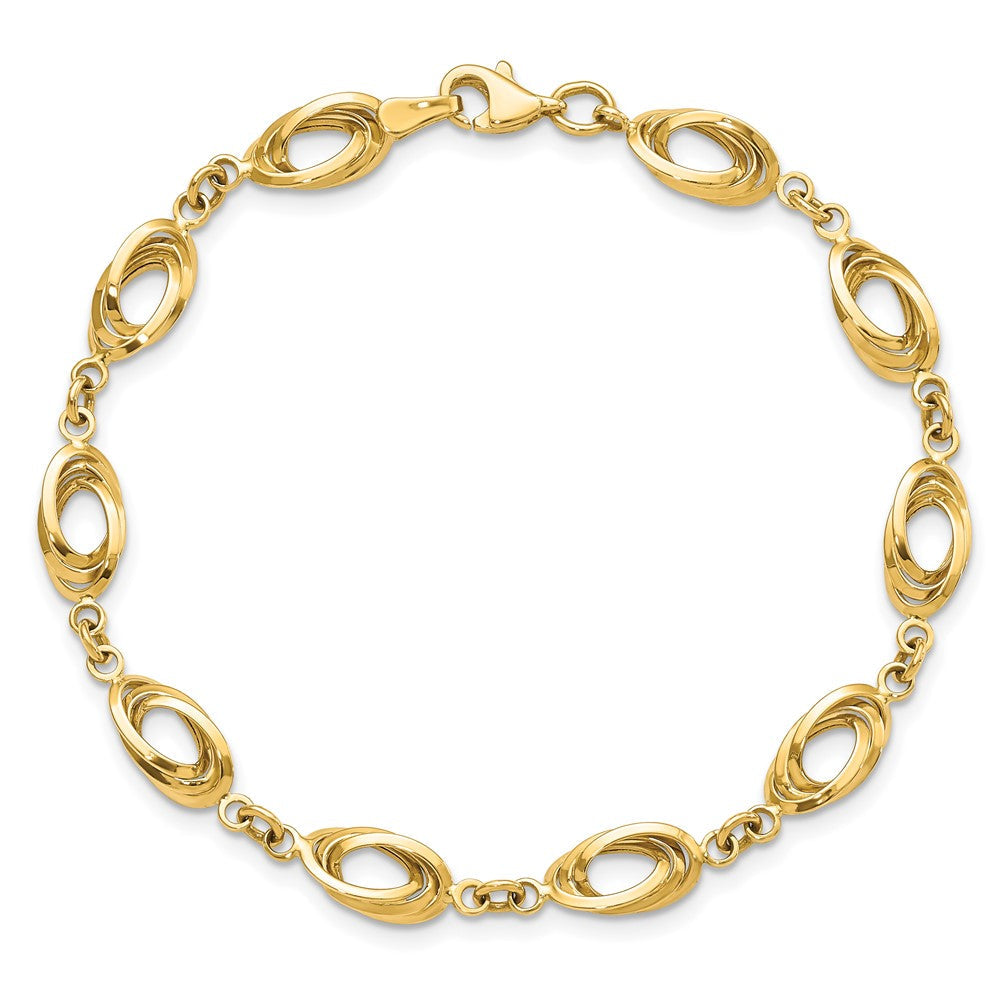 7.5 Zoll 14K Poliert Fantasieglieder Armband
