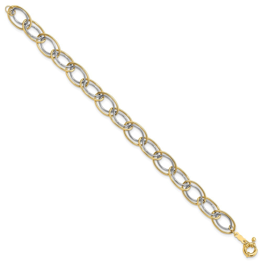 7.5 Zoll 14K Bicolor Fantasie Oval Glieder Armband