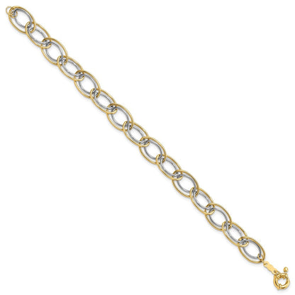 7.5 Zoll 14K Bicolor Fantasie Oval Glieder Armband