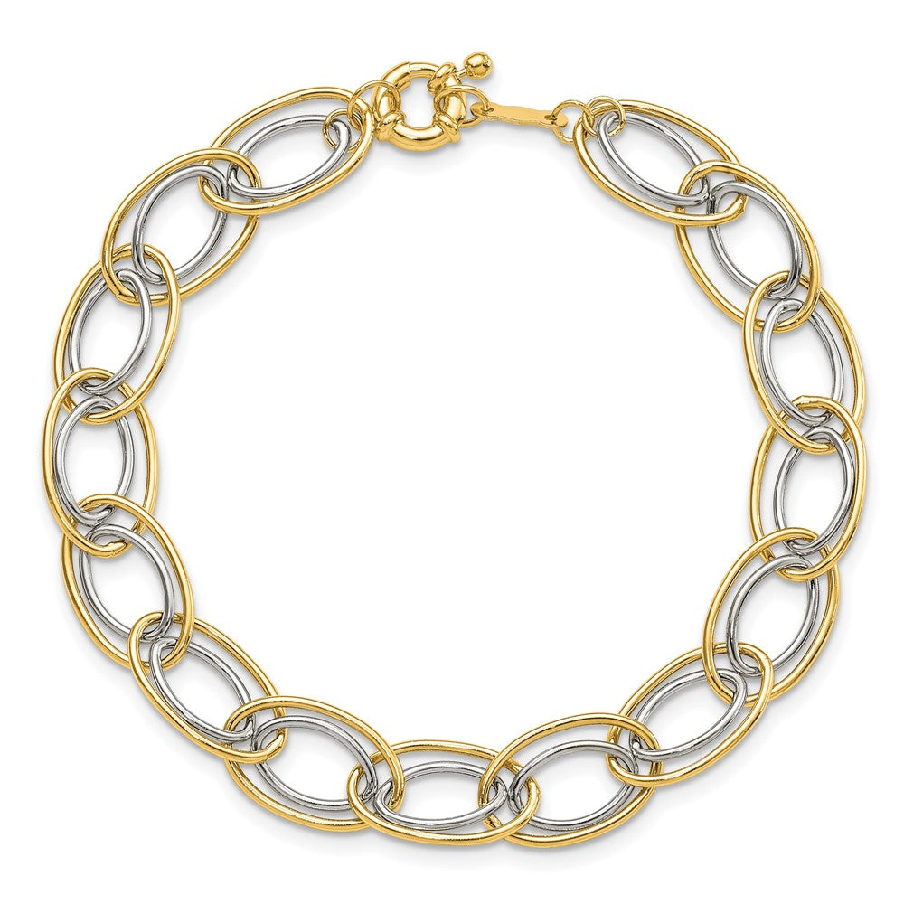 7.5 Zoll 14K Bicolor Fantasie Oval Glieder Armband