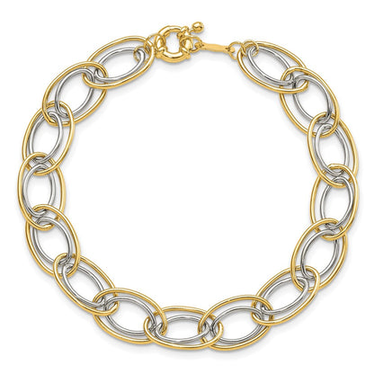 7.5 Zoll 14K Bicolor Fantasie Oval Glieder Armband