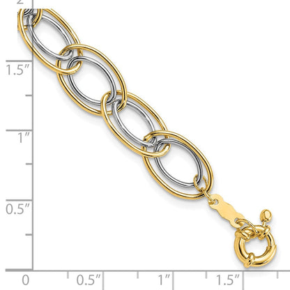 7.5 Zoll 14K Bicolor Fantasie Oval Glieder Armband
