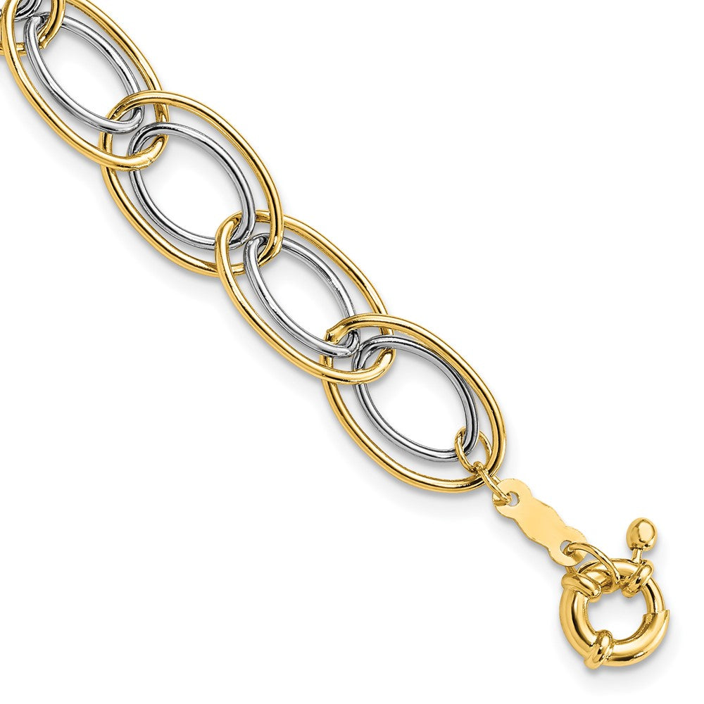 7.5 Zoll 14K Bicolor Fantasie Oval Glieder Armband
