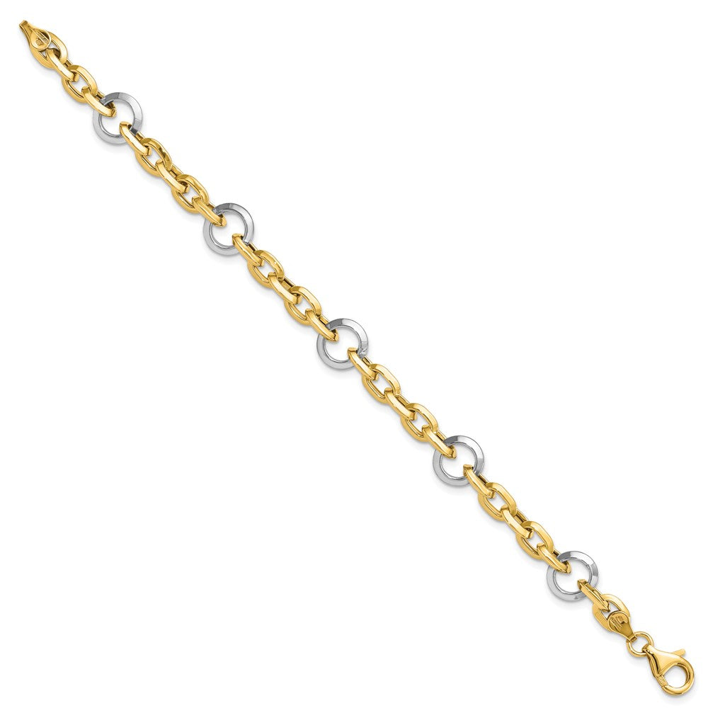 14K Bicolor Fantasieglieder 7 Zoll Armband