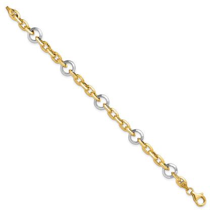 14K Bicolor Fantasieglieder 7 Zoll Armband