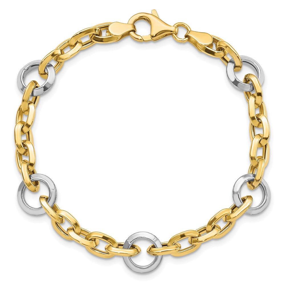 14K Bicolor Fantasieglieder 7 Zoll Armband