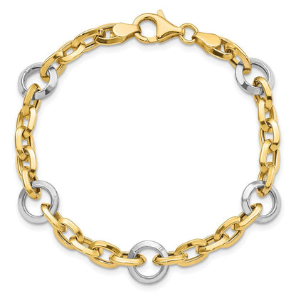 14K Bicolor Fantasieglieder 7 Zoll Armband