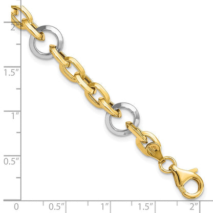14K Bicolor Fantasieglieder 7 Zoll Armband