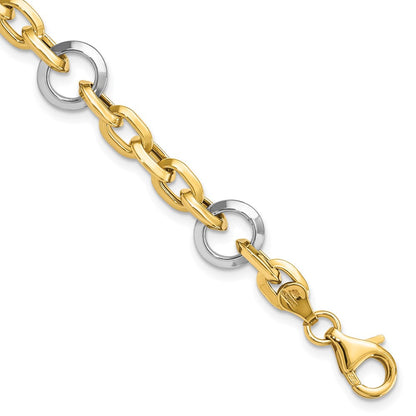 14K Bicolor Fantasieglieder 7 Zoll Armband
