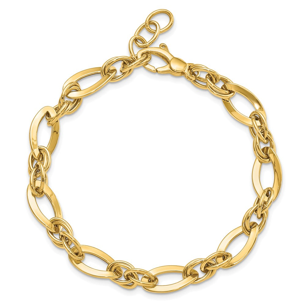 8.25 Zoll 14K Poliert Fantasieglieder Armband