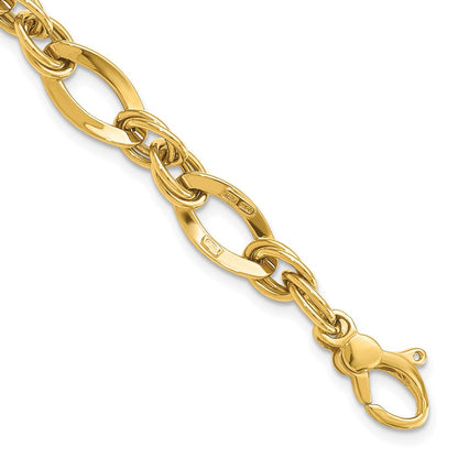 8.25 Zoll 14K Poliert Fantasieglieder Armband