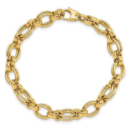 7.5 Zoll 14K Poliert Fantasieglieder Armband