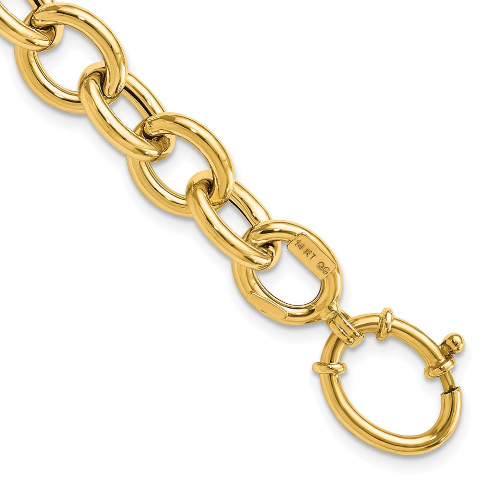7.5 Zoll 14K Poliert Fantasie Oval Glieder Armband