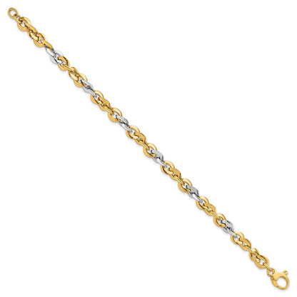 7.5 Zoll 14K Bicolor Poliert Armband