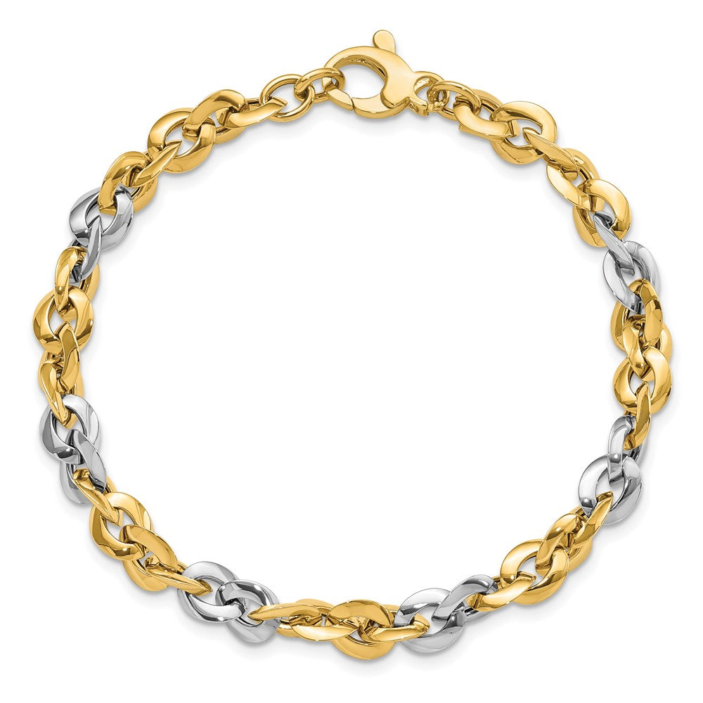 7.5 Zoll 14K Bicolor Poliert Armband