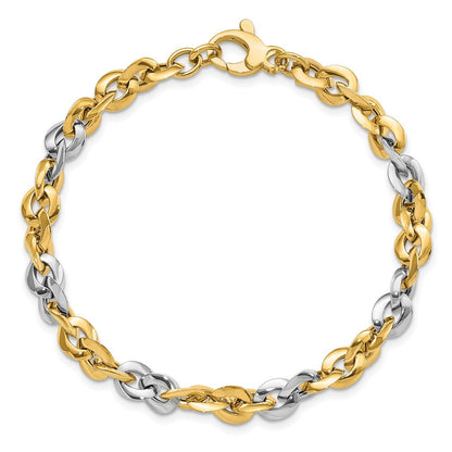 7.5 Zoll 14K Bicolor Poliert Armband