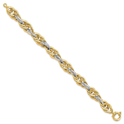 8.25 Zoll 14K Bicolor Poliert Fantasieglieder Armband