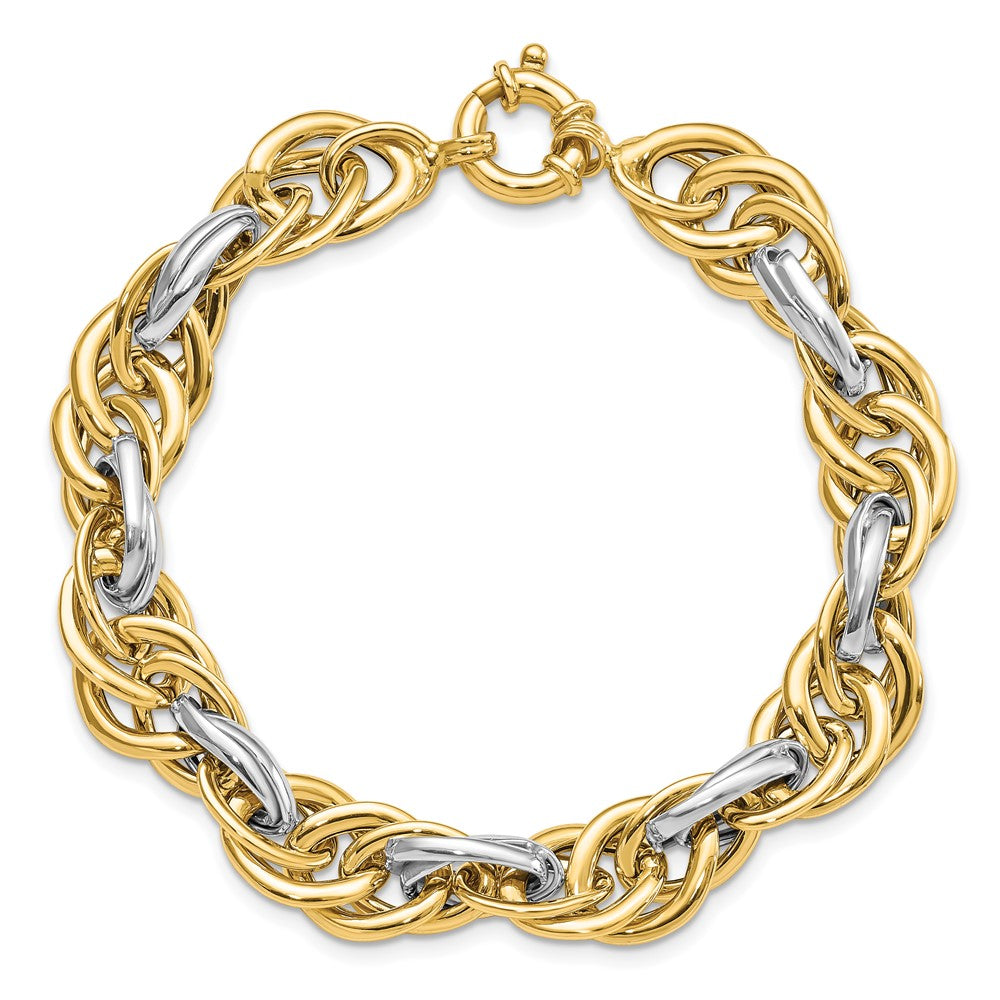 8.25 Zoll 14K Bicolor Poliert Fantasieglieder Armband