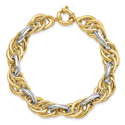 8.25 Zoll 14K Bicolor Poliert Fantasieglieder Armband