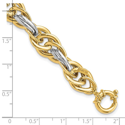 8.25 Zoll 14K Bicolor Poliert Fantasieglieder Armband