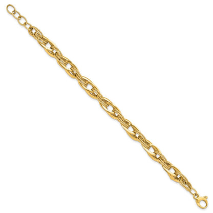 8 Zoll 14K Poliert und Strukturiert Fantasieglieder 8 Zoll Armband