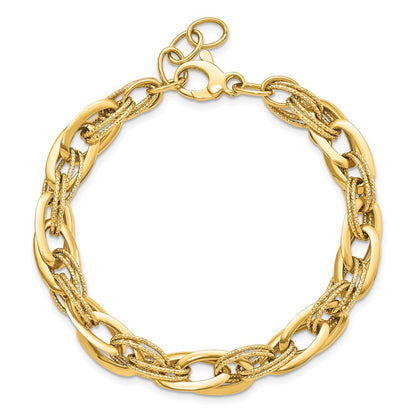 8 Zoll 14K Poliert und Strukturiert Fantasieglieder 8 Zoll Armband