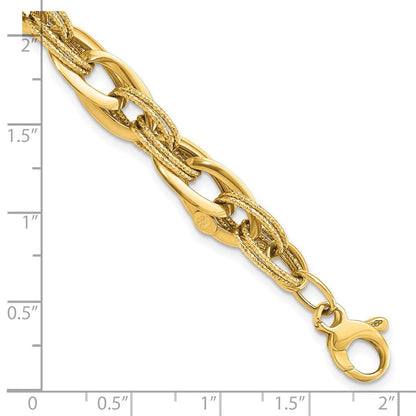 8 Zoll 14K Poliert und Strukturiert Fantasieglieder 8 Zoll Armband