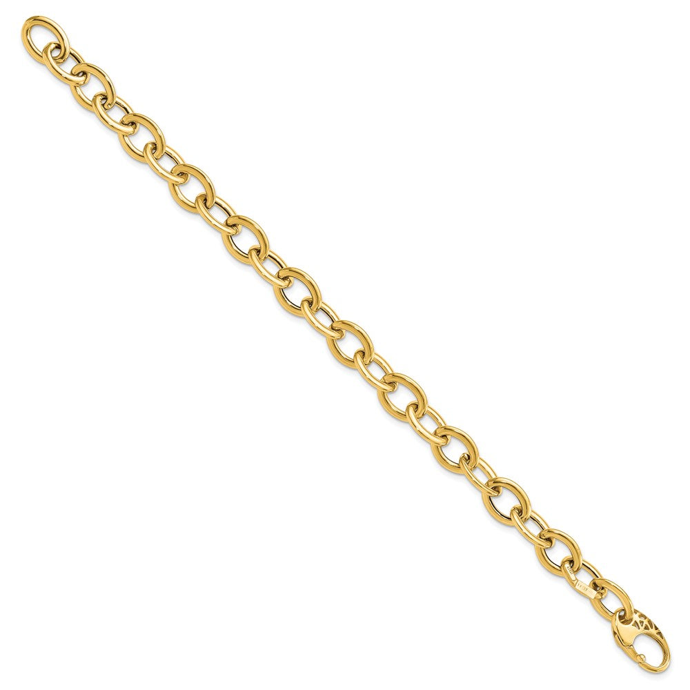 8.5 Zoll 14K Poliert Fantasie Oval Glieder Armband