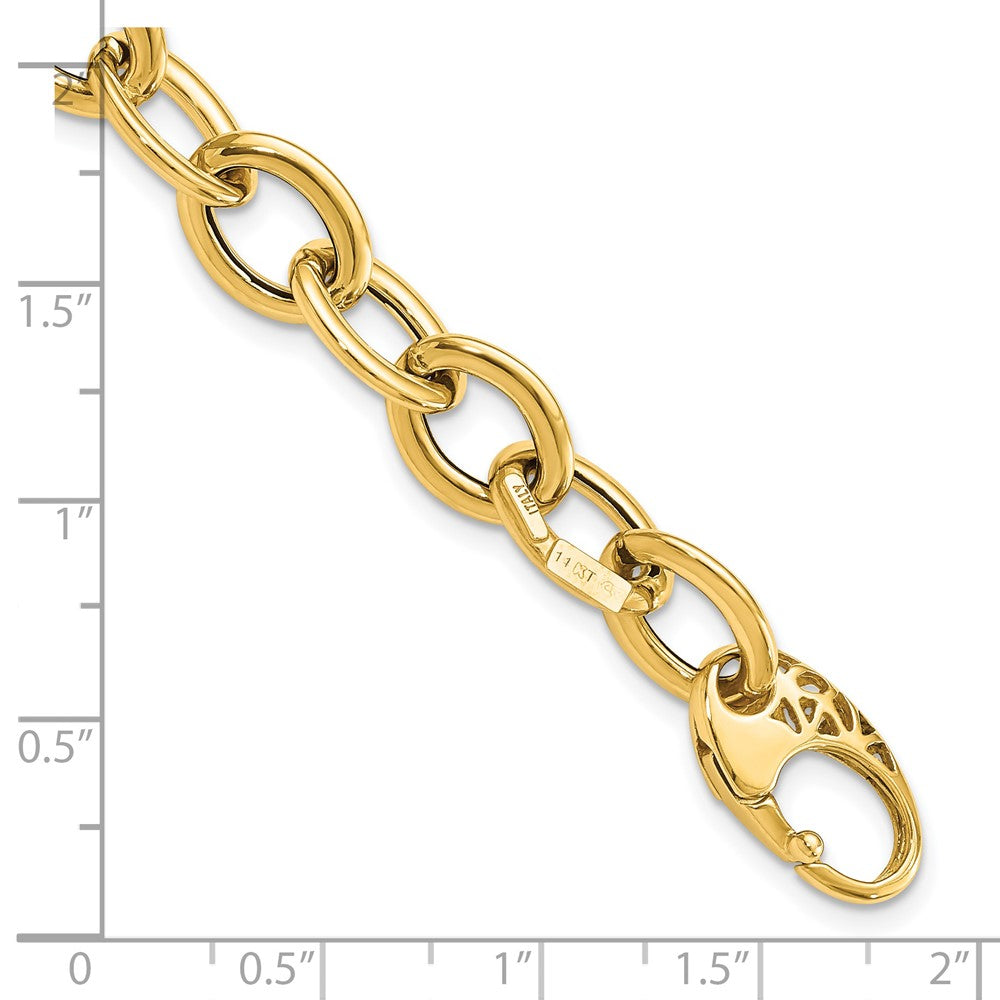8.5 Zoll 14K Poliert Fantasie Oval Glieder Armband