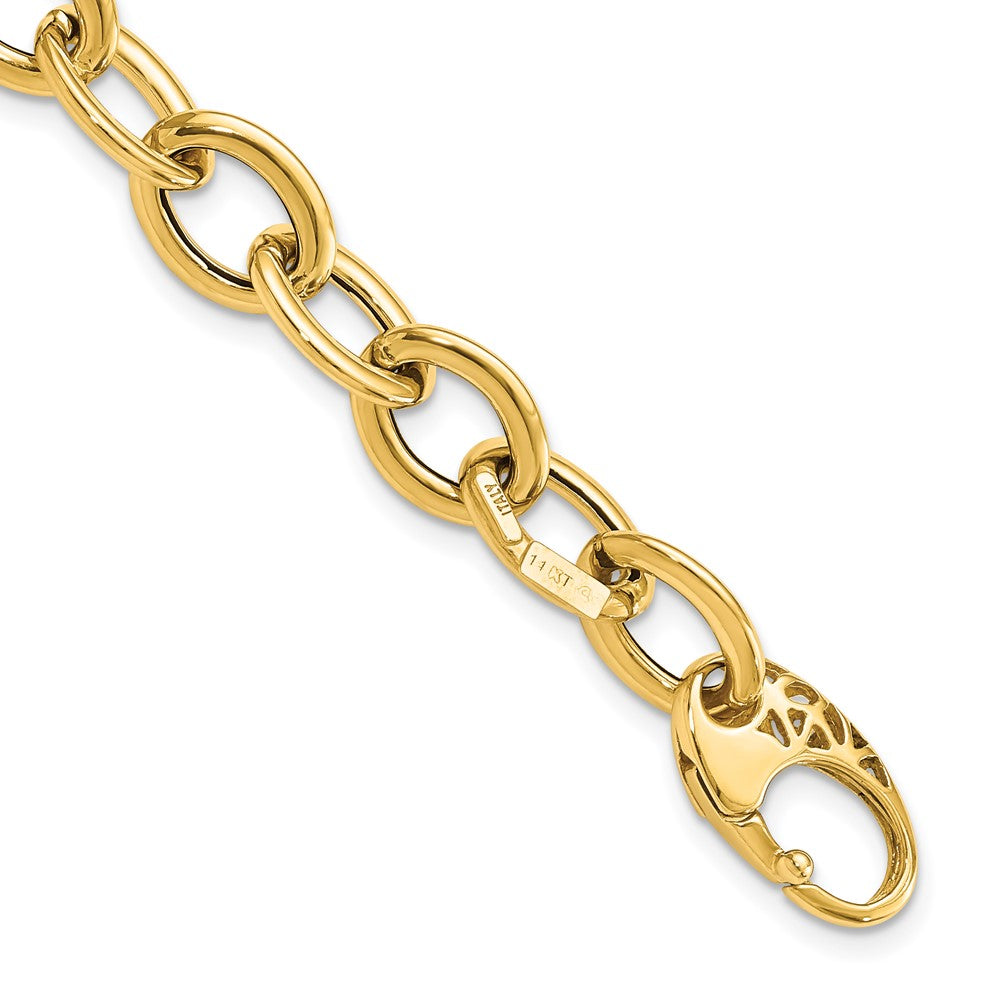 8.5 Zoll 14K Poliert Fantasie Oval Glieder Armband