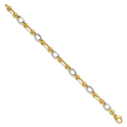 7.75 Zoll 14K Bicolor Polsihed Fantasieglieder Armband