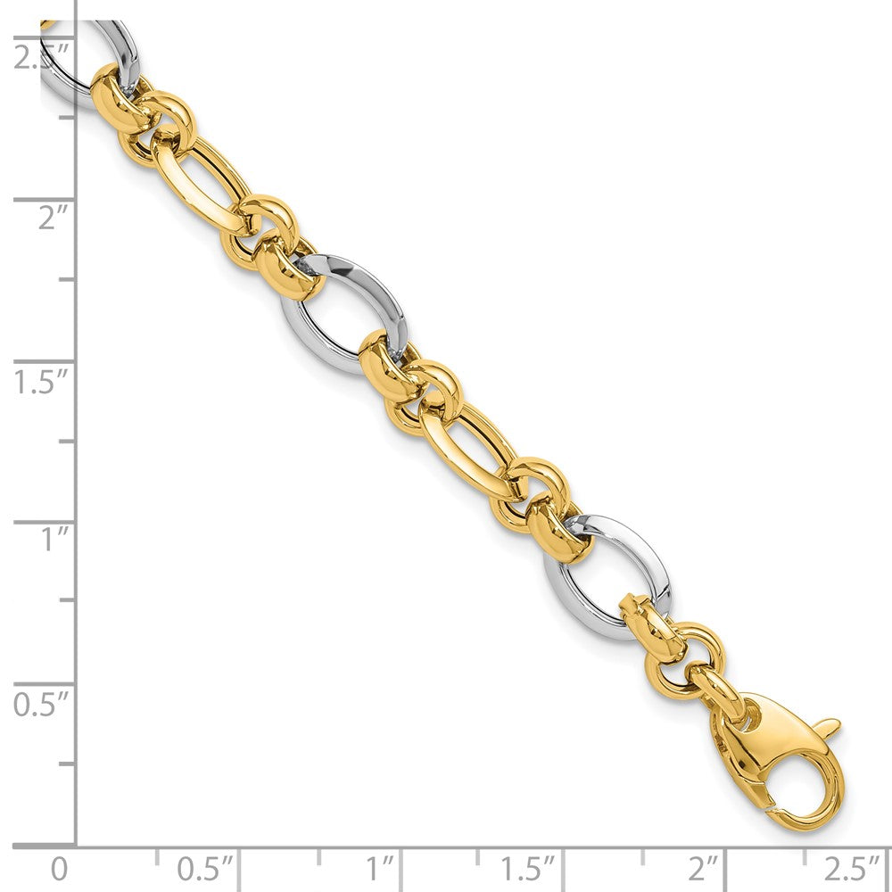 7.75 Zoll 14K Bicolor Polsihed Fantasieglieder Armband