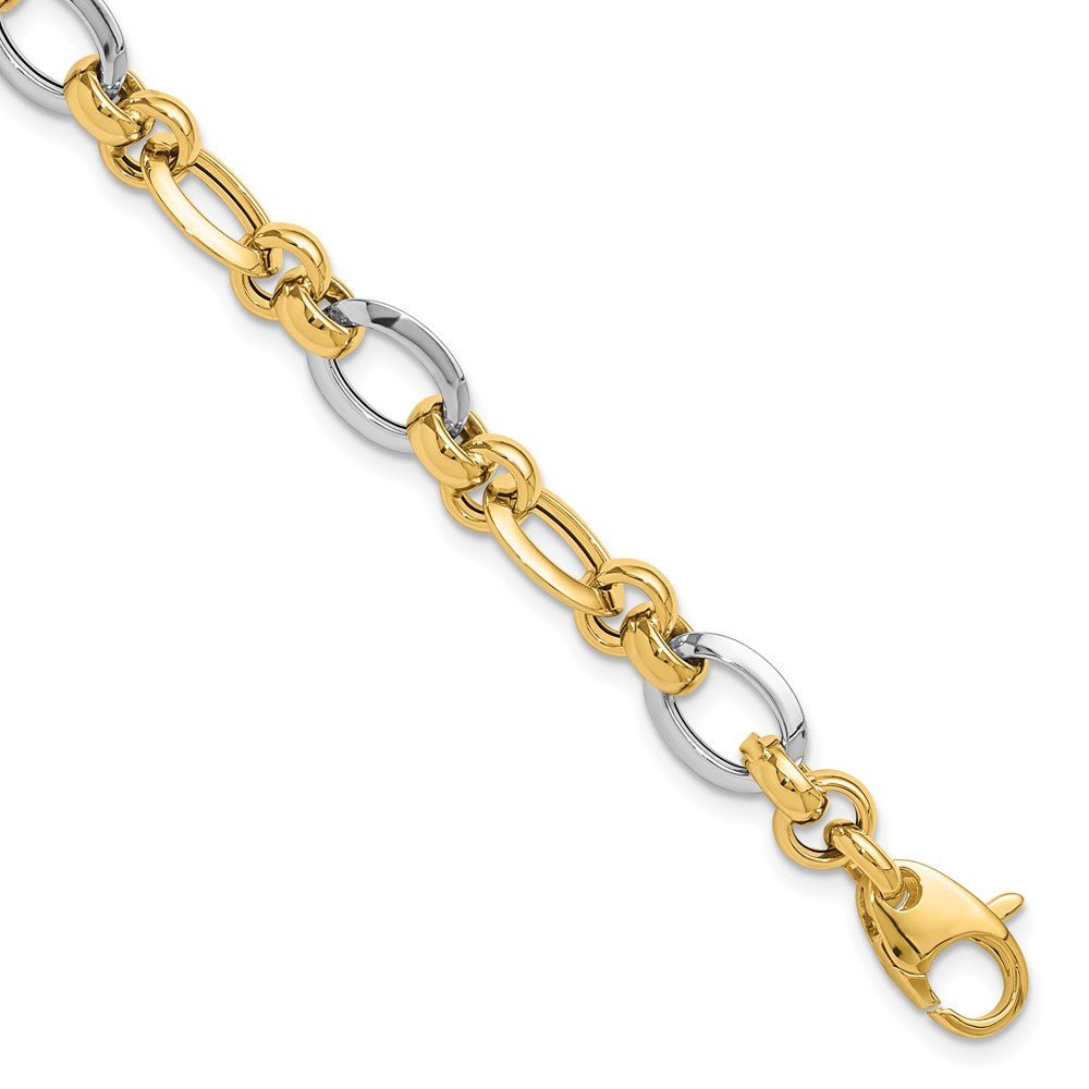7.75 Zoll 14K Bicolor Polsihed Fantasieglieder Armband