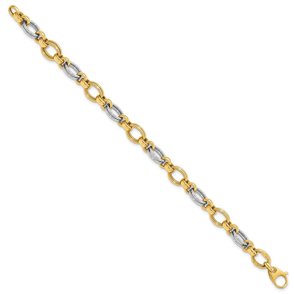 7.5 Zoll 14K Bicolor Poliert Fantasieglieder Armband