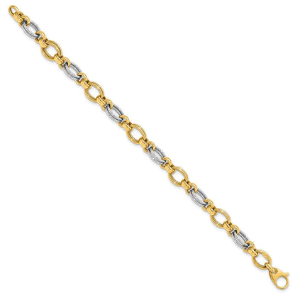 7.5 Zoll 14K Bicolor Poliert Fantasieglieder Armband