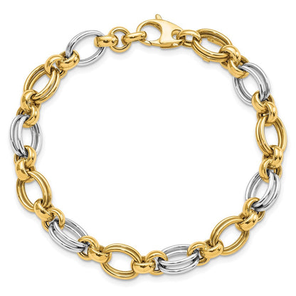 7.5 Zoll 14K Bicolor Poliert Fantasieglieder Armband