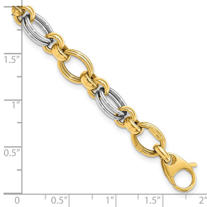 7.5 Zoll 14K Bicolor Poliert Fantasieglieder Armband