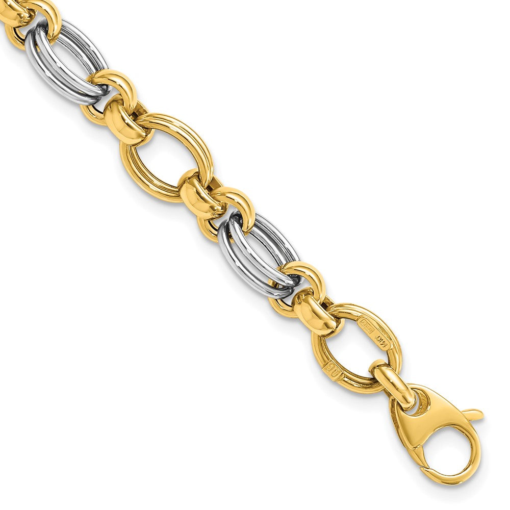 7.5 Zoll 14K Bicolor Poliert Fantasieglieder Armband