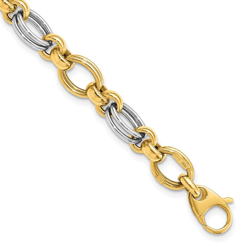 7.5 Zoll 14K Bicolor Poliert Fantasieglieder Armband