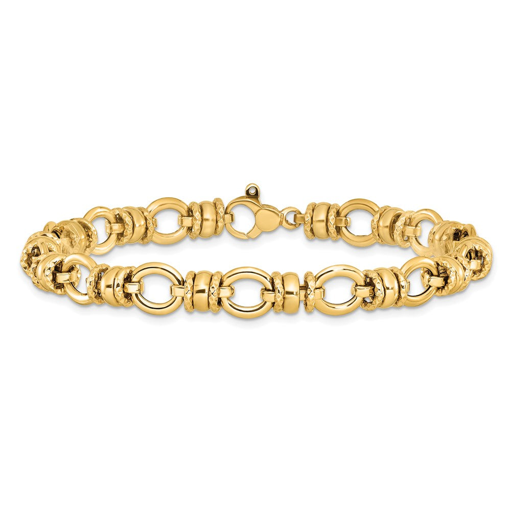 7.75 Zoll 14K Poliert und Strukturiert Fantasieglieder Armband