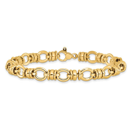 7.75 Zoll 14K Poliert und Strukturiert Fantasieglieder Armband