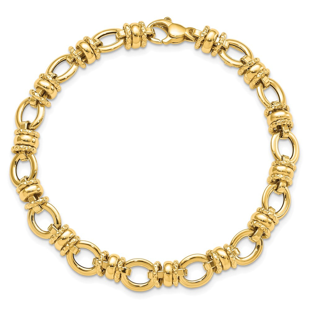 7.75 Zoll 14K Poliert und Strukturiert Fantasieglieder Armband
