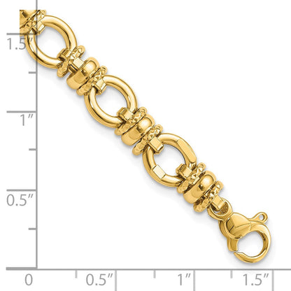 7.75 Zoll 14K Poliert und Strukturiert Fantasieglieder Armband