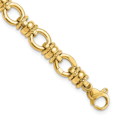 7.75 Zoll 14K Poliert und Strukturiert Fantasieglieder Armband
